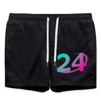 Number 24 multicolor - Swim Trunks - black - Front - AI Model Male 185 light (185cm)