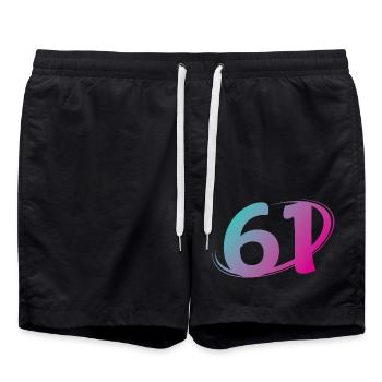 Number 61 multicolor - Swim Trunks - black - Front - AI Model Male 185 light (185cm)