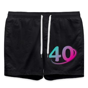 Nummer 40 mehrfarbig - Badeshorts - Schwarz - Vorne - AI Model Male 185 light (185cm)