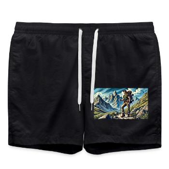 Hiking in the mountains l - Swim Trunks - black - Front - AI Model Male 185 light (185cm)