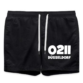 0211 Vorwahl Düsseldorf NRW Rhein - Badeshorts - Schwarz - Vorne - AI Model Male 185 light (185cm)