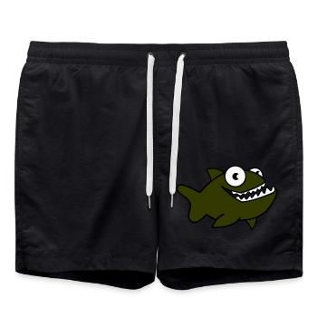 piranha 01 - Badeshorts - Schwarz - Vorne - AI Model Male 185 light (185cm)