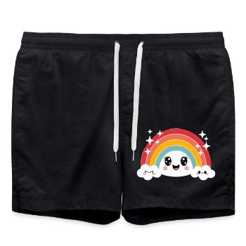 Kawaii Mignon Arc-en-ciel - Short de bain - noir - Devant - AI Model Male 185 light (185cm)