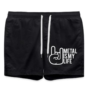 Heavy Metal Is My Life Hard Rock Horns Geste de la main - Short de bain - noir - Devant - AI Model Male 185 light (185cm)