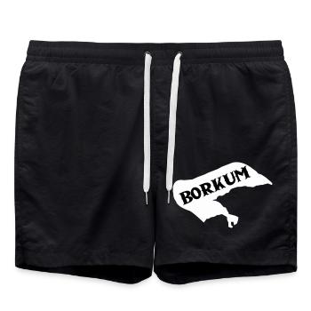 borkum insel - Badeshorts - Schwarz - Vorne - AI Model Male 185 light (185cm)