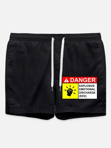 Woman Danger Sign - Swim Trunks - black