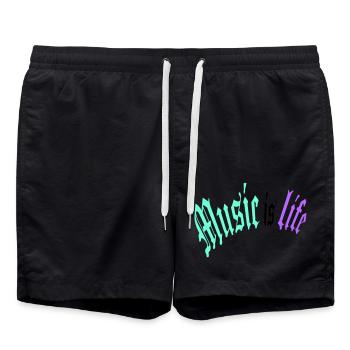 La musique c’est la vie La musique c’est la vie Citation d’amour - Short de bain - noir - Devant - AI Model Male 185 light (185cm)