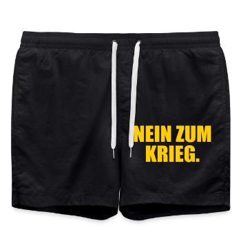 Non à la guerre - Short de bain - noir - Devant - AI Model Male 185 light (185cm)
