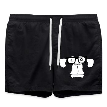 Schlauer Nerd Affe Kopf Hornbrille Geek Gesicht - Badeshorts - Schwarz - Vorne - AI Model Male 185 light (185cm)