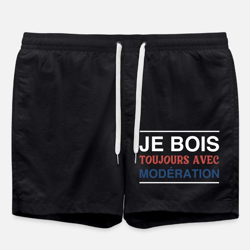 Je Bois Toujours Avec Modération - Short de bain - noir
