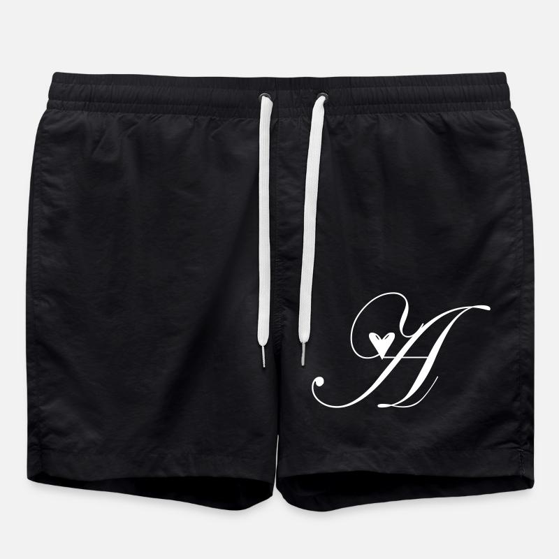 Monogramm A Herz Ranke - Badeshorts - Schwarz