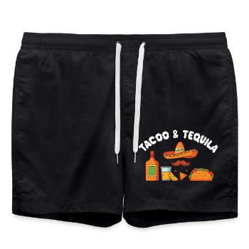 Tacos & Tequila Funny Taco Lover Saying Slogan - Swim Trunks - black - Front - AI Model Male 185 light (185cm)