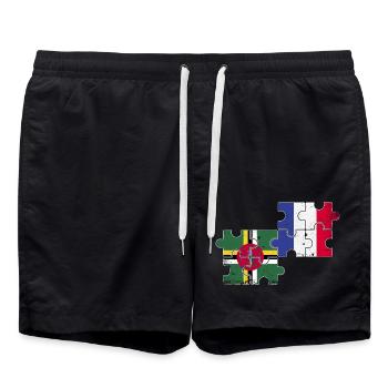 Dominica France Vintage Flag Dominican - Swim Trunks - black - Front - AI Model Male 185 light (185cm)