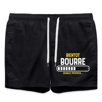 Bald betrunken, bitte warten... - Badeshorts - Schwarz - Vorne - AI Model Male 185 light (185cm)