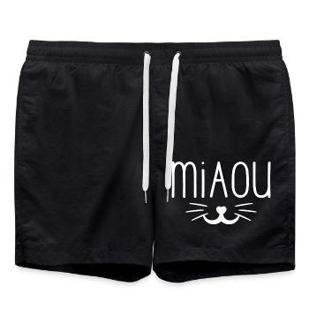 Amoureux de chats miaou - Short de bain - noir - Devant - AI Model Male 185 light (185cm)
