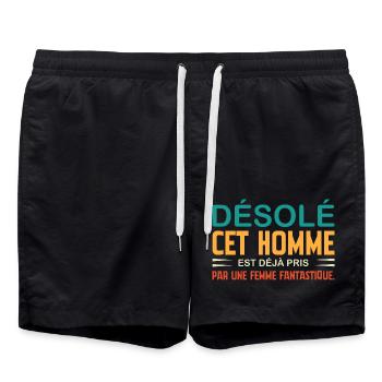 Sorry, dieser Mann ist schon vergeben - Badeshorts - Schwarz - Vorne - AI Model Male 185 light (185cm)