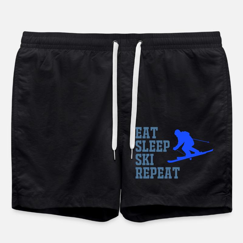 SKI EAT SLEEP REPEAT - Swim Trunks - black