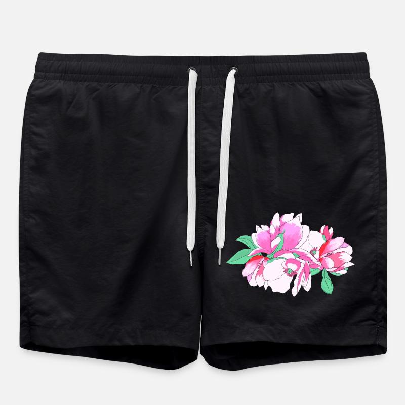 Bouquet de fleurs rose - Short de bain - noir