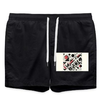 Abstract - Swim Trunks - black - Front - AI Model Male 185 light (185cm)