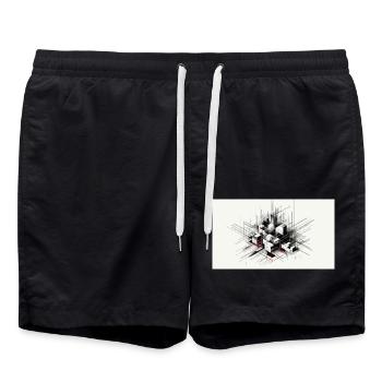 Abstract art - Swim Trunks - black - Front - AI Model Male 185 light (185cm)