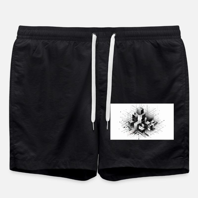 Abstract boxes - Swim Trunks - black