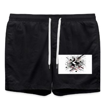 Abstract art - Swim Trunks - black - Front - AI Model Male 185 light (185cm)