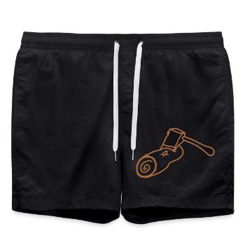 Hache Abattage d’arbres Bûcheron Forêt Souche Bois Couper - Short de bain - noir - Devant - AI Model Male 185 light (185cm)