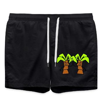 2 Lustige Süße Palmen Begrüßung Comic Gesicht Team - Badeshorts - Schwarz - Vorne - AI Model Male 185 light (185cm)