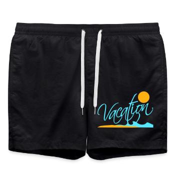 Vacation Saying Text Sun Beach Lettering Logo - Swim Trunks - black - Front - AI Model Male 185 light (185cm)
