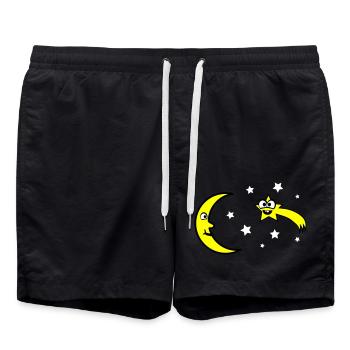 Moon and stars - Swim Trunks - black - Front - AI Model Male 185 light (185cm)