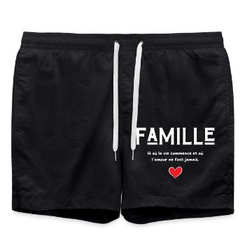 Famille là où la vie commence - cadeau famille - Short de bain - noir - Devant - AI Model Male 185 light (185cm)