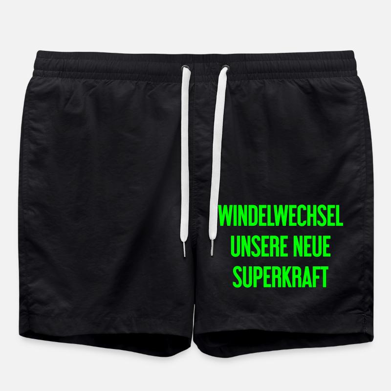 Diaper change – our new superpower - Swim Trunks - black