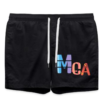 Mea nom, texte pastel coloré - Short de bain - noir - Devant - AI Model Male 185 light (185cm)