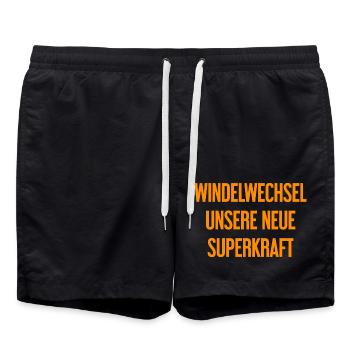 Diaper change – our new superpower - Swim Trunks - black - Front - AI Model Male 185 light (185cm)