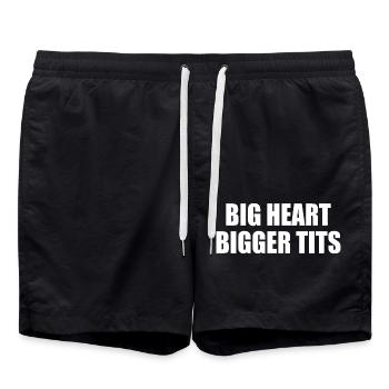 big heart bigger tits - Swim Trunks - black - Front - AI Model Male 185 light (185cm)