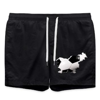 Slovenia map frames real football - Swim Trunks - black - Front - AI Model Male 185 light (185cm)