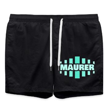 Occupation: Bricklayer - Swim Trunks - black - Front - AI Model Male 185 light (185cm)