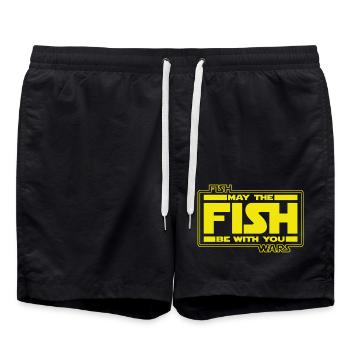 Que le poisson soit avec VOUS ! (jaune/jaune) - Short de bain - noir - Devant - AI Model Male 185 light (185cm)