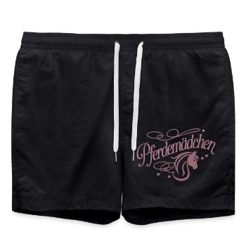 Pferdemädchen - Mädchen liebt Pferde - Badeshorts - Schwarz - Vorne - AI Model Male 185 light (185cm)