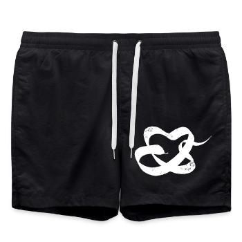 Weisse herzförmige Schlange - Badeshorts - Schwarz - Vorne - AI Model Male 185 light (185cm)