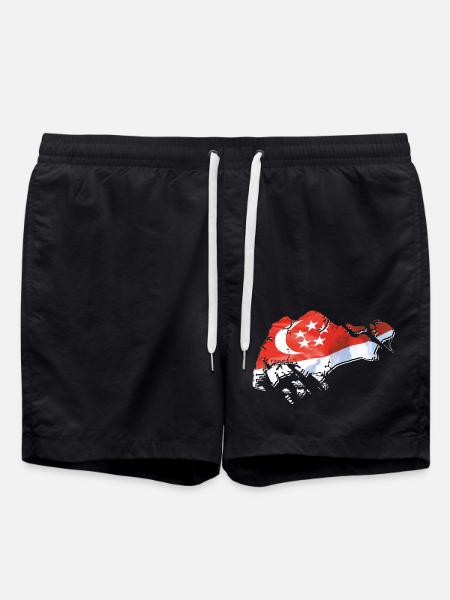 Singapore flag in the Singapore map - Swim Trunks - black