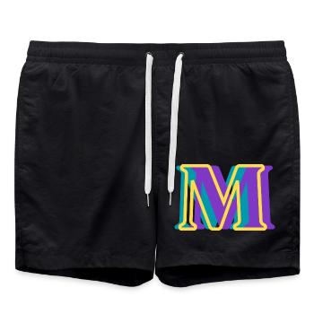 Mehrfarbiger Buchstabe m - Badeshorts - Schwarz - Vorne - AI Model Male 185 light (185cm)