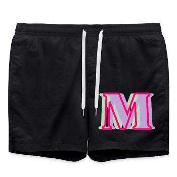 Mehrfarbiger Buchstabe m - Badeshorts - Schwarz - Vorne - AI Model Male 185 light (185cm)