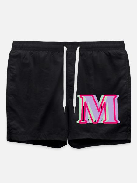 Mehrfarbiger Buchstabe m - Badeshorts - Schwarz