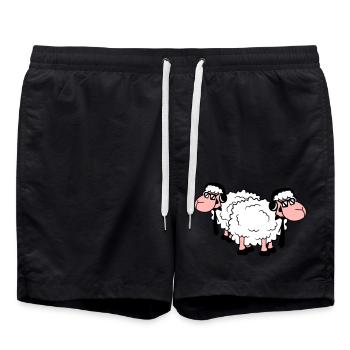2 Sheep Sunglasses Music Party DJ Team Friends - Swim Trunks - black - Front - AI Model Male 185 light (185cm)