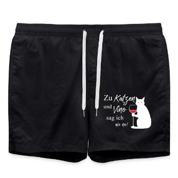 Katzen und Vino - Badeshorts - Schwarz - Vorne - AI Model Male 185 light (185cm)