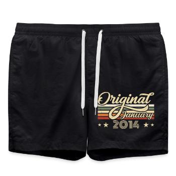 Anniversaire Janvier 2014 Janvier Né en Janvier - Short de bain - noir - Devant - AI Model Male 185 light (185cm)