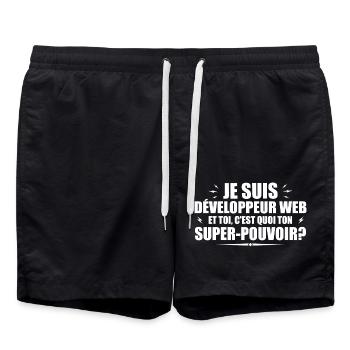 Web developer. What's your superpower? - Swim Trunks - black - Front - AI Model Male 185 light (185cm)