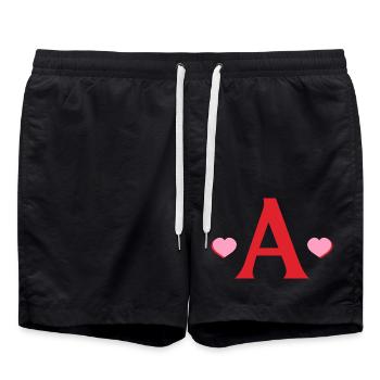 Brief mit roten Herzen - Badeshorts - Schwarz - Vorne - AI Model Male 185 light (185cm)