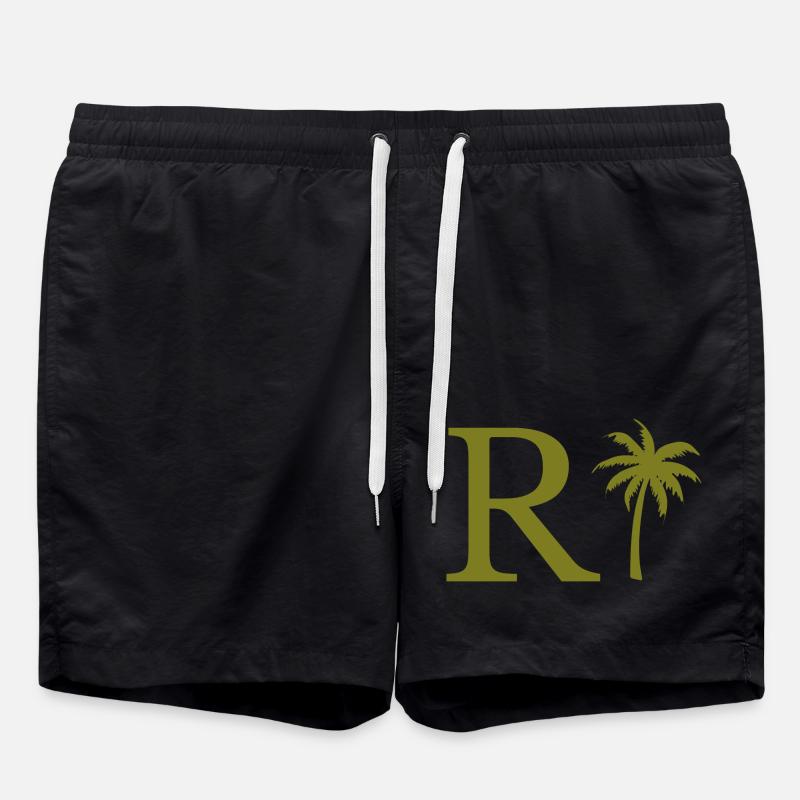 Lettre r vert Palm - Short de bain - noir
